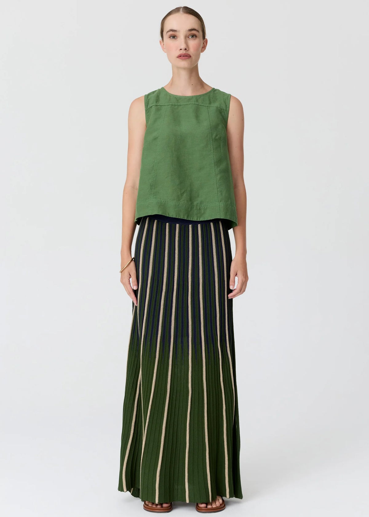 POL Frankie Button Tank Top in Fern