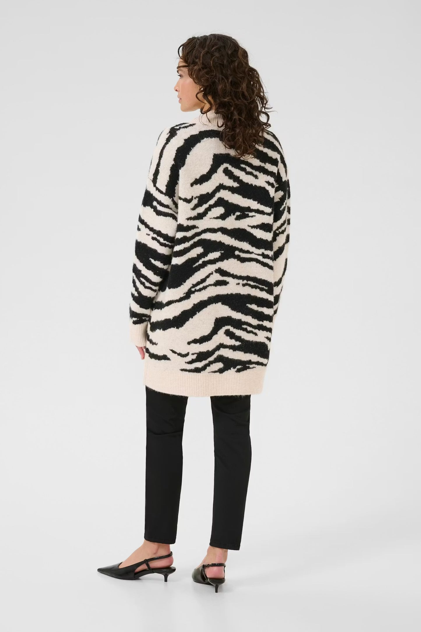 Kaffe KAsandra Knit Cardigan Turtledove / Black Animal Print