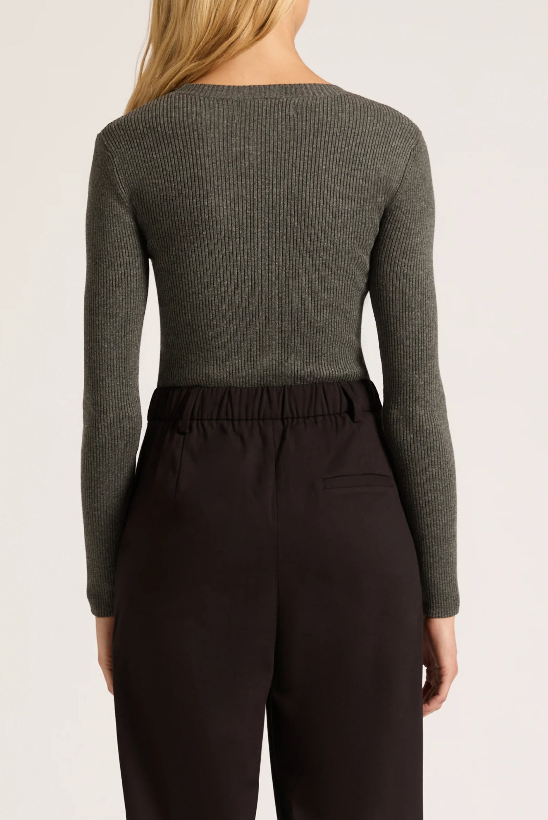 Nude Lucy Classic LS Knit in Charcoal