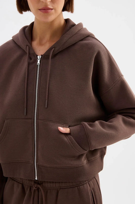 Nude Lucy Brown zip-up hoodie with front pockets, women's casual fashion