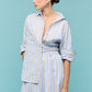 Staple the Label Marcella Oversized Shirt Blue/Brown Stripe