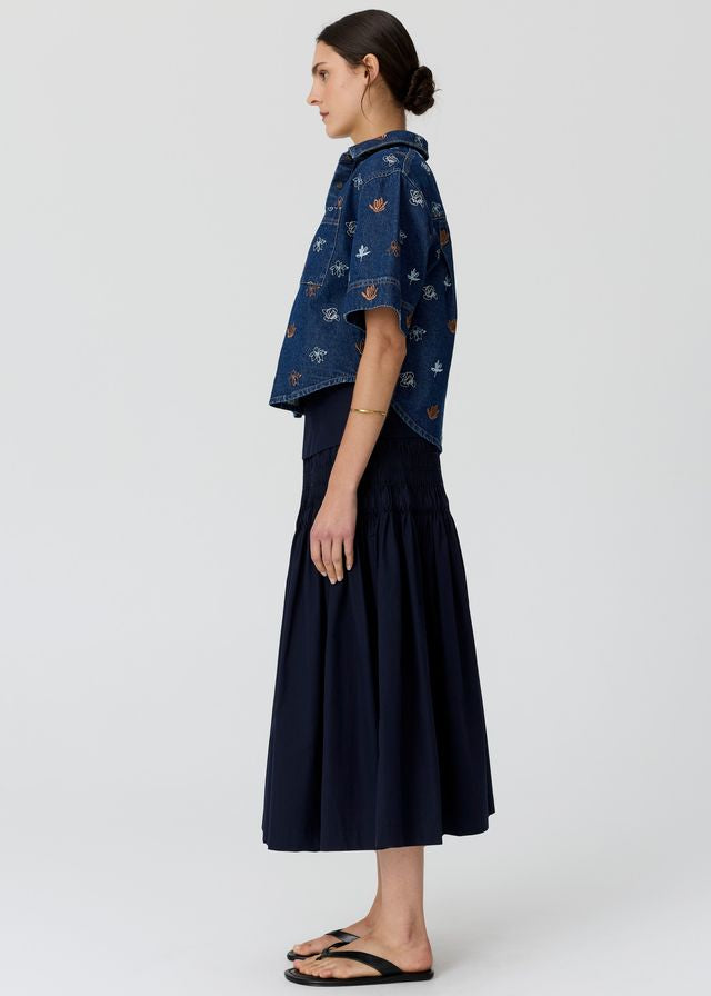POL Gilt Emb. Shirt Denim/Copper