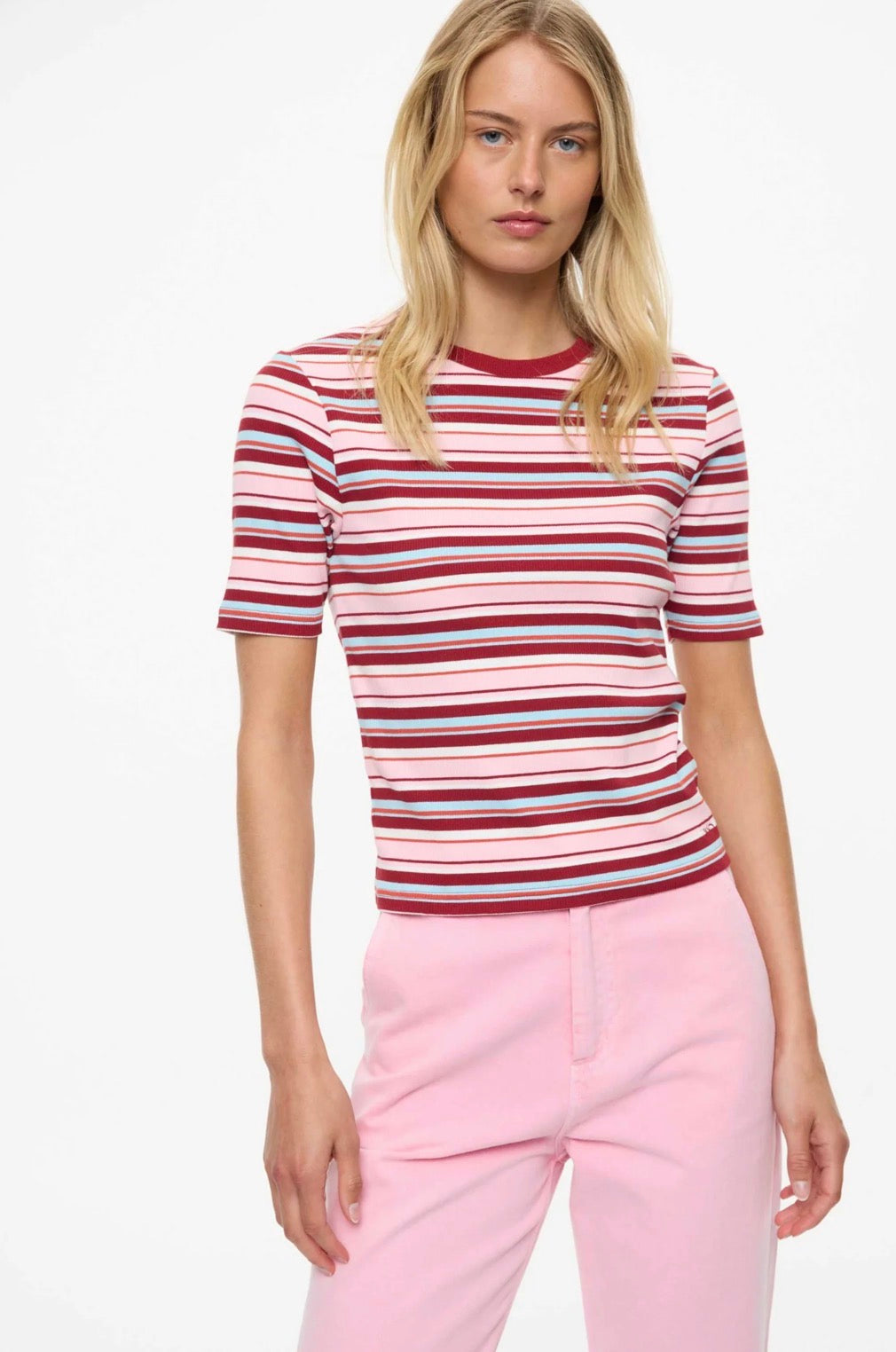 LMND Oli Rib Tee Multi Coloured Stripe