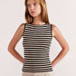 Staple the Label Mia Stripe Knit Tank in Black and Cream