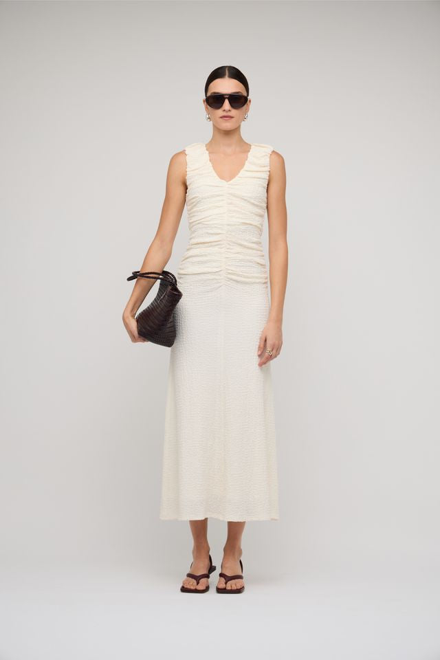 Staple the Label Lyric Gathered Midi Dress Cream