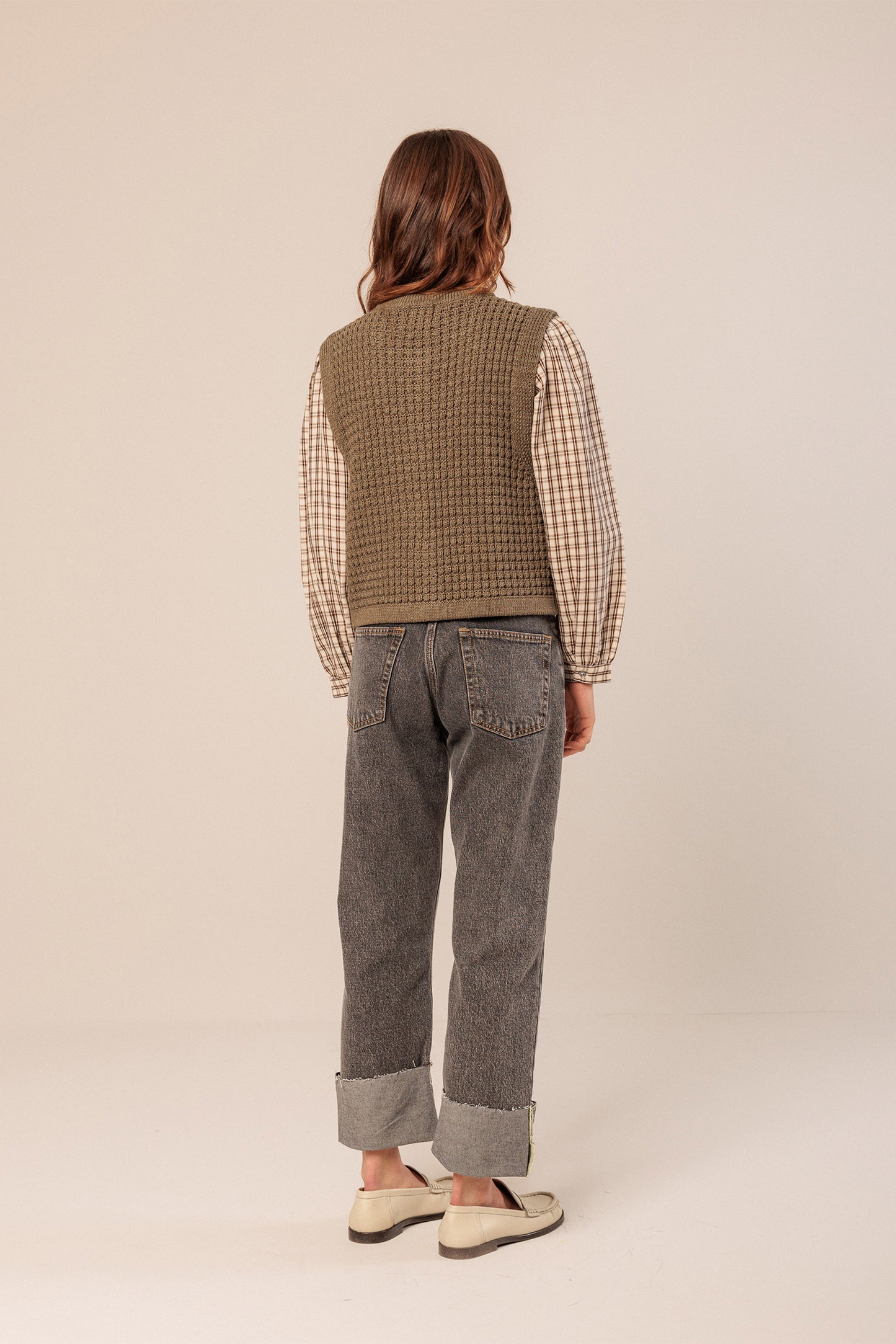 Indi and Cold Basket Weave Vest in Topo