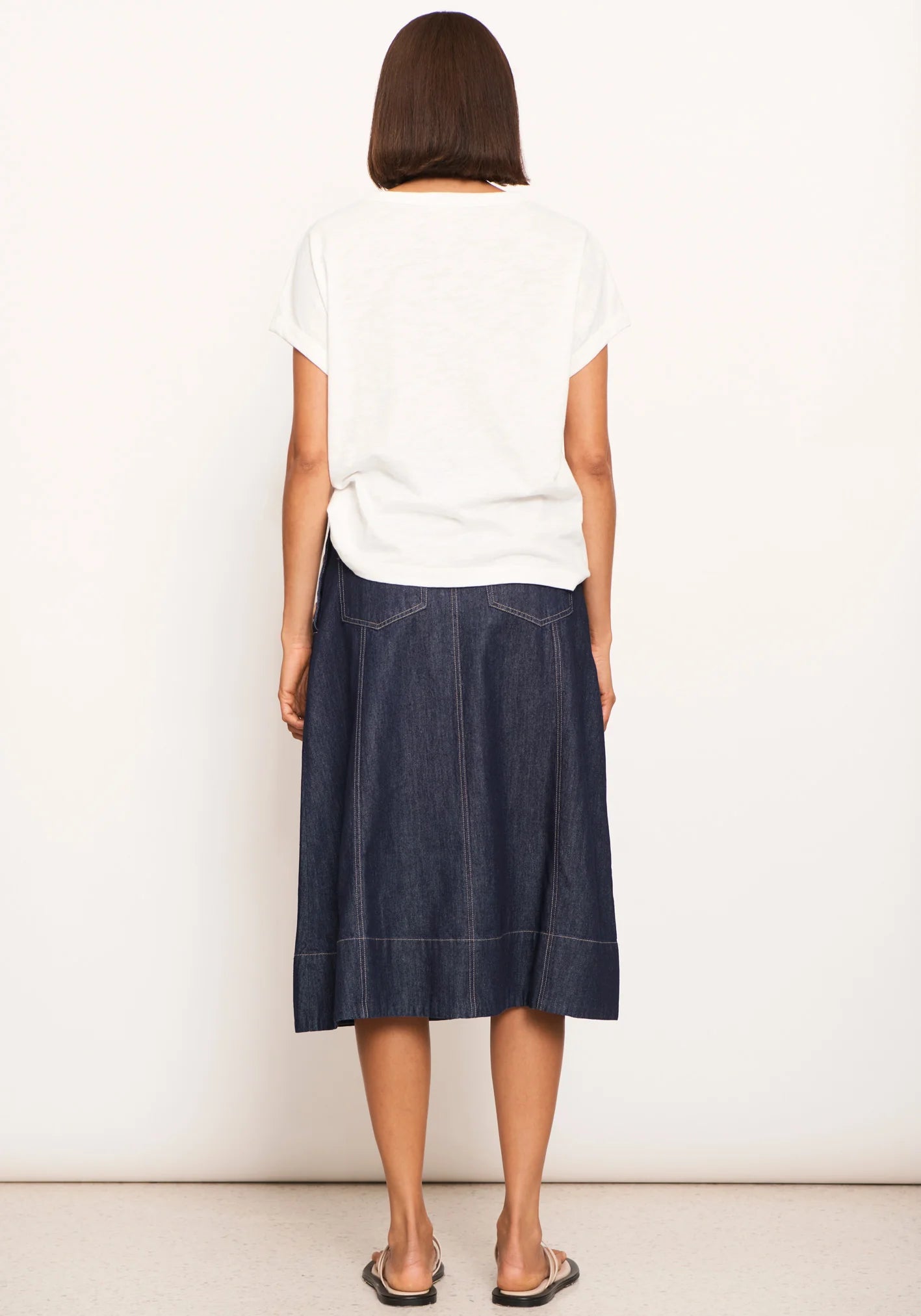 POL Clothing Raydel Denim Skirt in Dark Wash