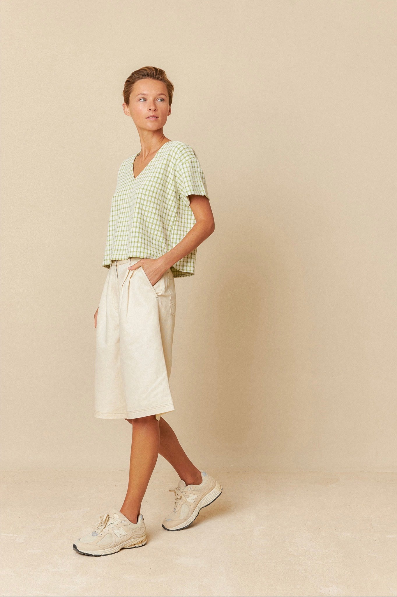 Indi and Cold Contrast Stitch Bermuda Shorts