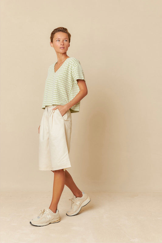 Indi and Cold Contrast Stitch Bermuda Shorts