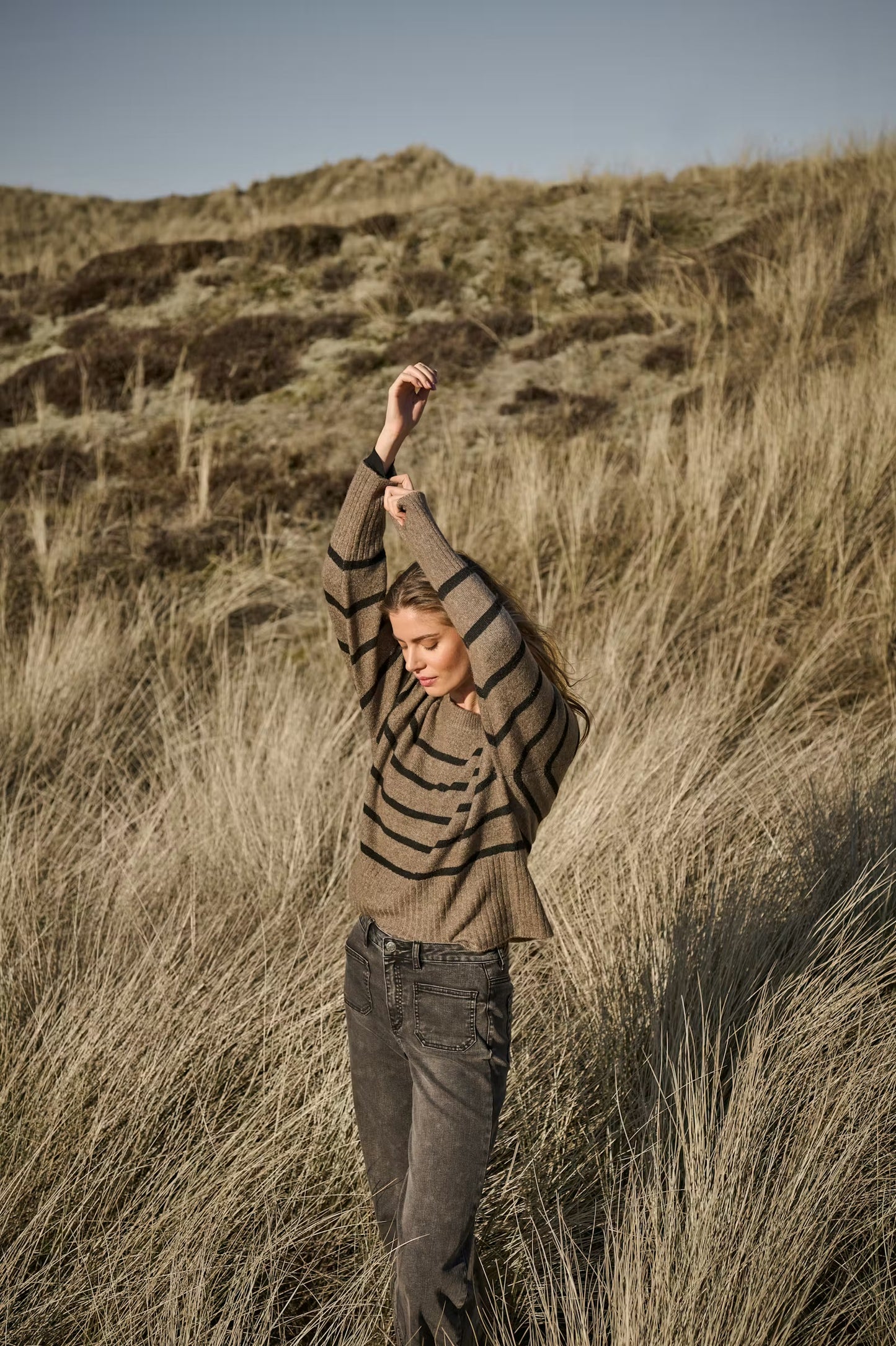 Kaffe KAerin Knit Pullover Morel Melange / Black Stripe