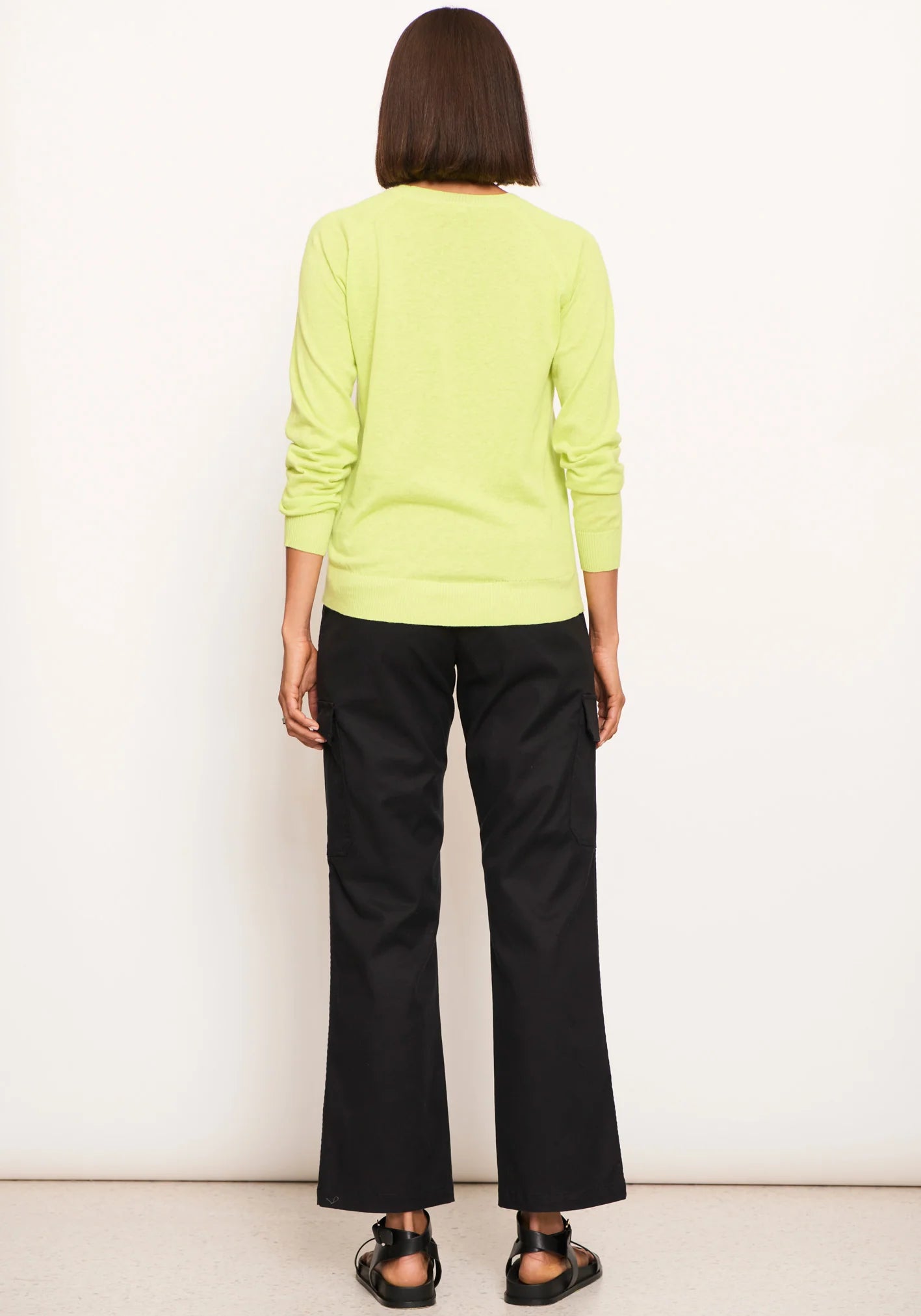 POL Clothing Lido Solid Knit Sweater in Lime