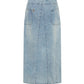 One Teaspoon Parachute Low Waist Split Front Maxi Denim Skirt in Soft Blue - the tartan fox