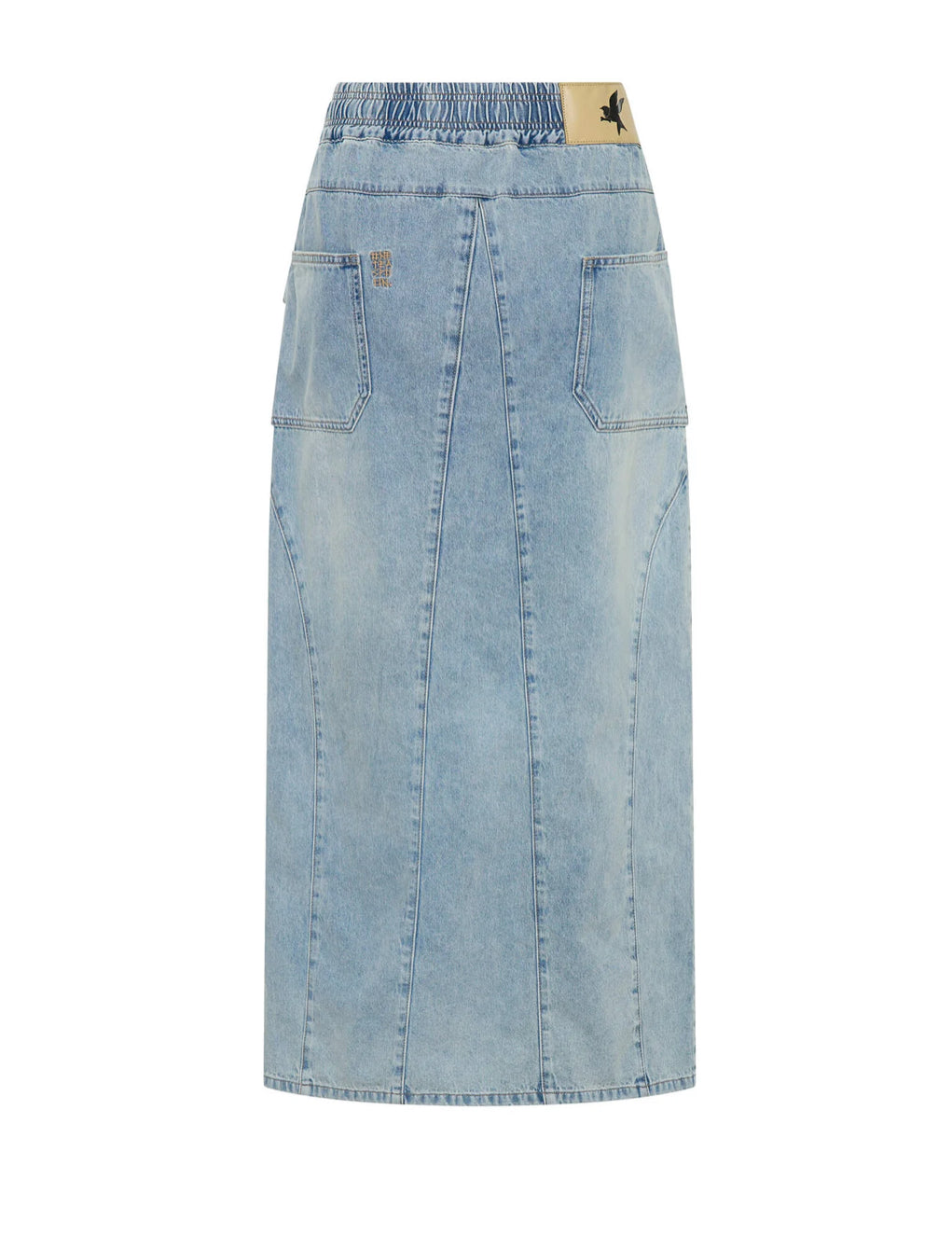 One Teaspoon Parachute Low Waist Split Front Maxi Denim Skirt in Soft Blue - the tartan fox