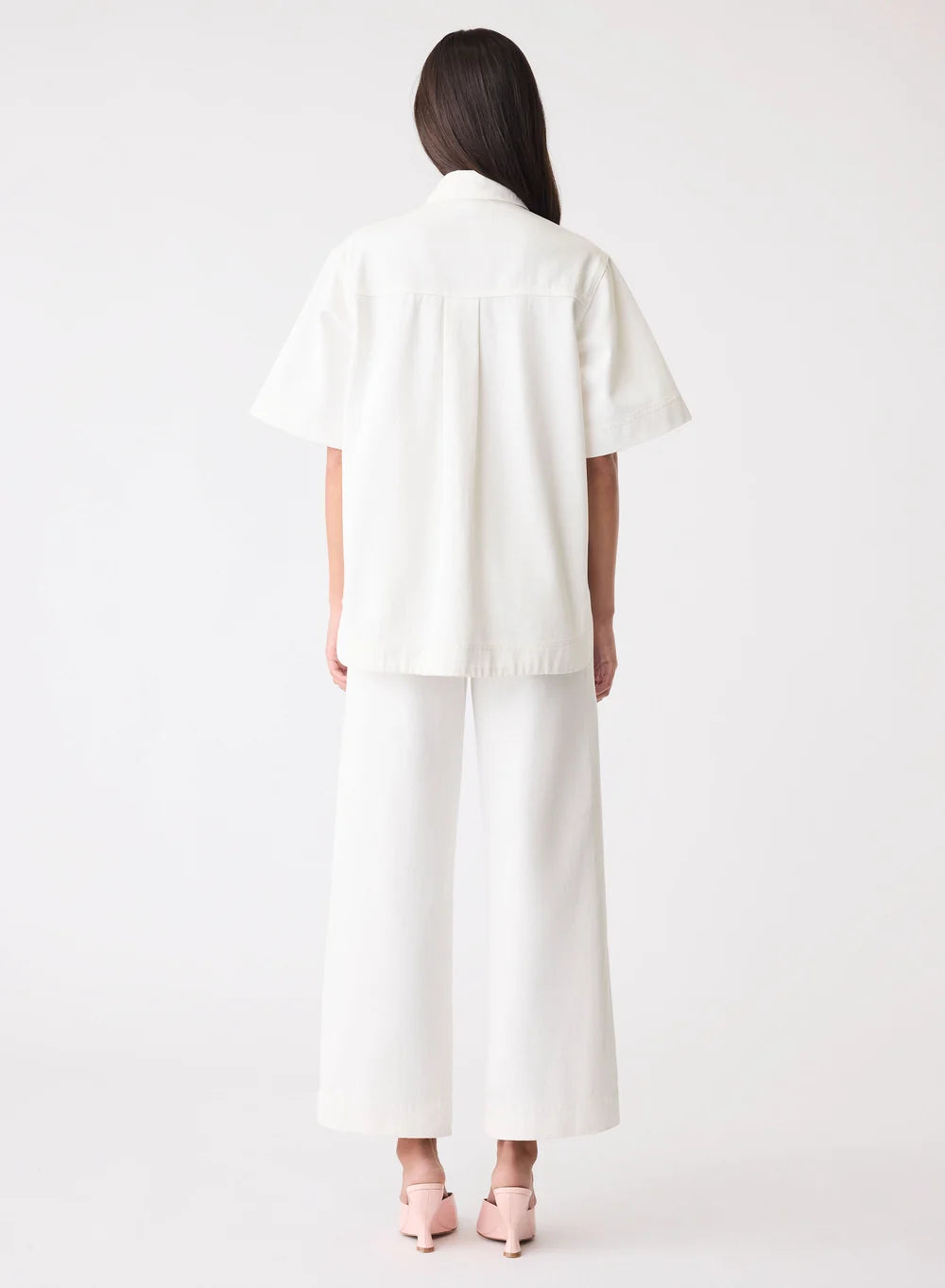 Esmaee Capilla Denim Shirt in Ivory