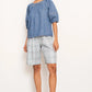 POL Clothing Raydel Denim Top in Light Wash