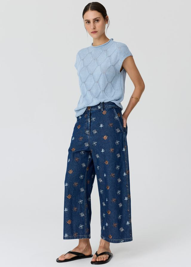POL Gilt Emb. Pant Denim/Copper