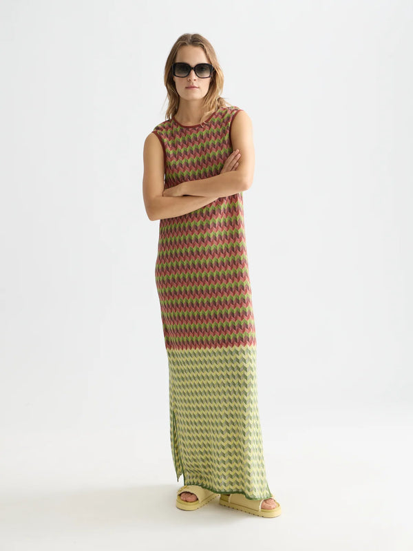 Scotch & Soda Chevron Knitted Maxi Dress in Burnt Henna