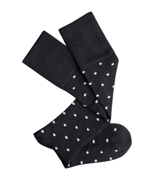Black socks with white polka dots, stylish everyday fashion accessory