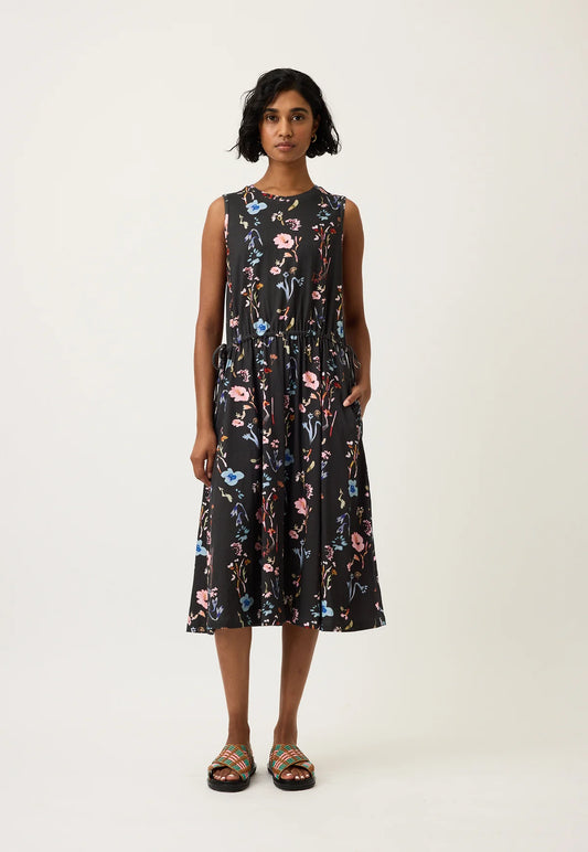 Nancybird Lidia Tie Dress in Watercolour Charcoal