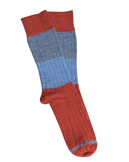 Rust and blue striped knit socks for everyday wear, cozy and stylish ankle socks