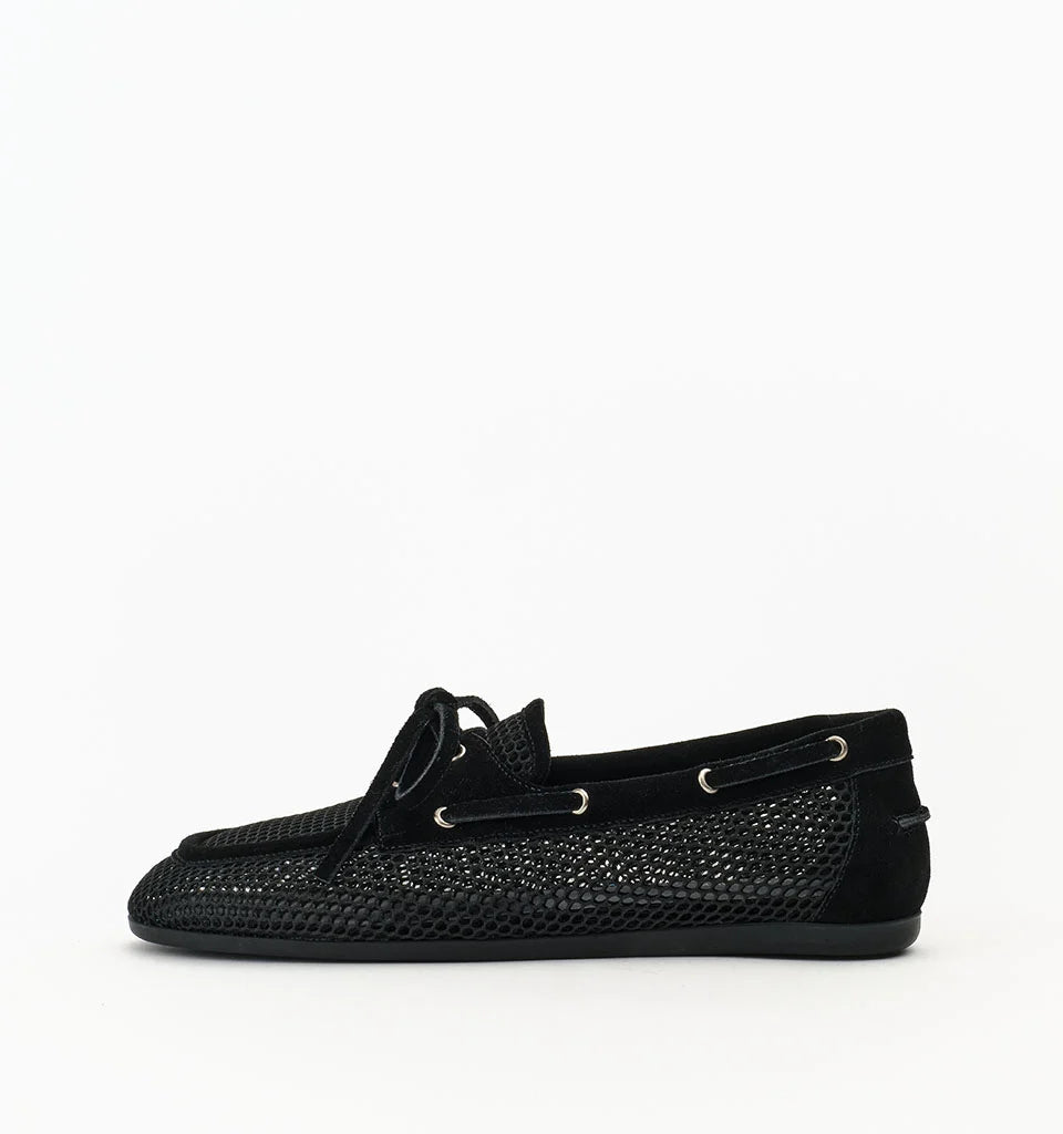Alias Mae Teddy Mesh Boat Shoe in Black