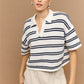 Staple the Label Solstice Knit Polo Top White/Navy Stripe