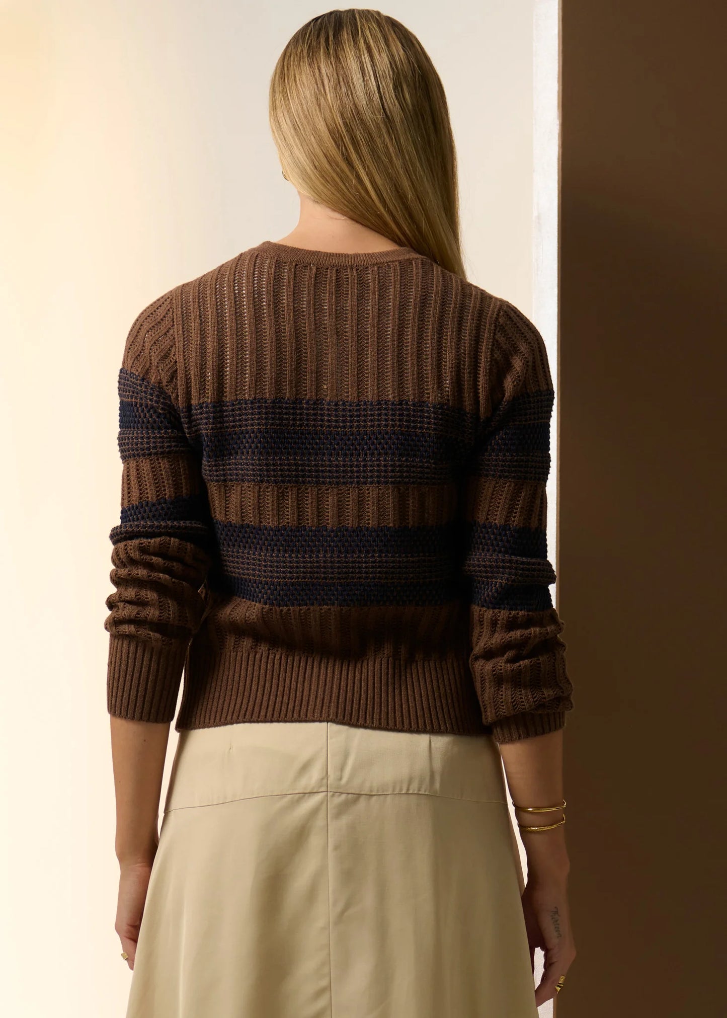 POL Sable Cardigan Striped Choc / Ink