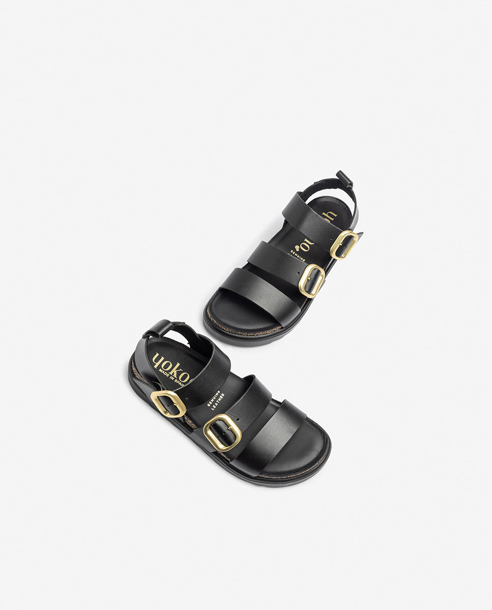 Yokono Tunez 127 Leather Sandal in Black