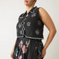 Nancybird Tuva Vest in Charcoal Embroidered