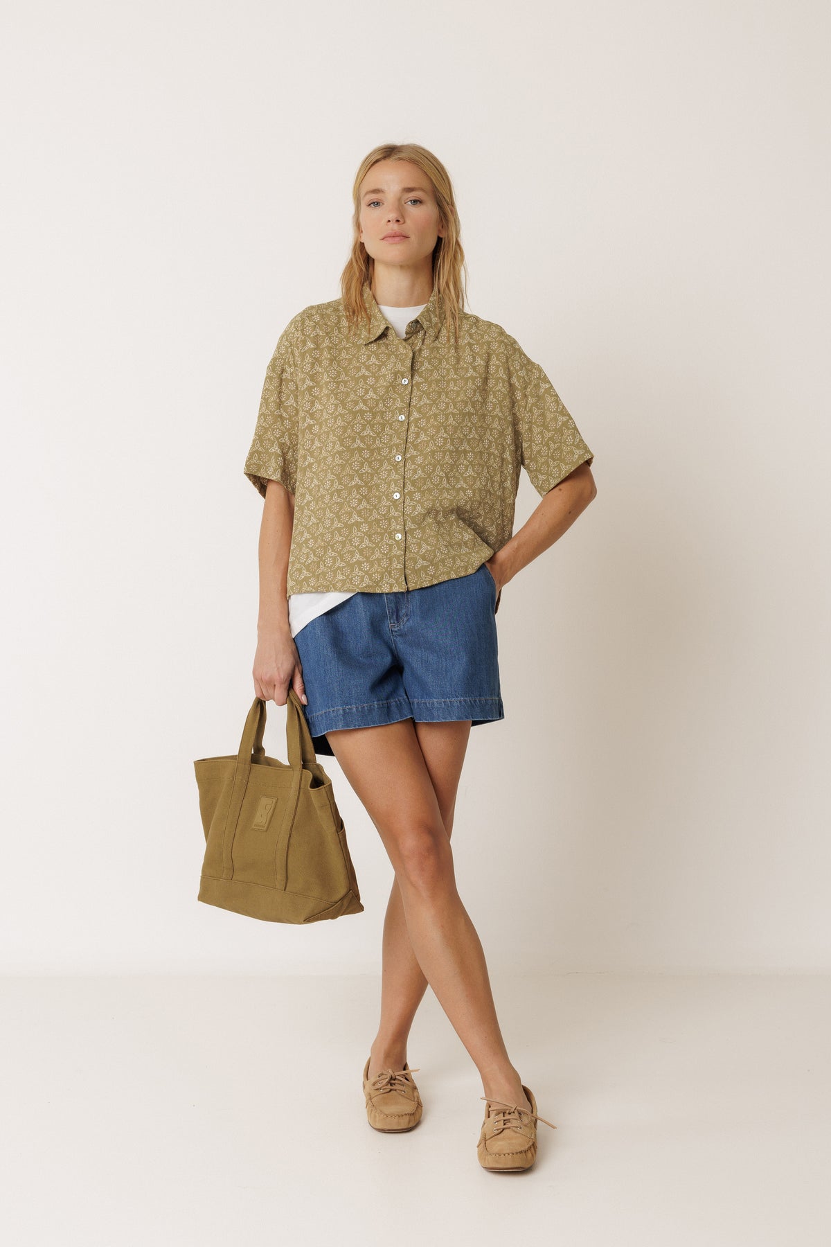 Indi & Cold Oversized Block Print Short Sleeve Shirt