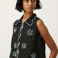 Nancybird Tuva Vest in Charcoal Embroidered