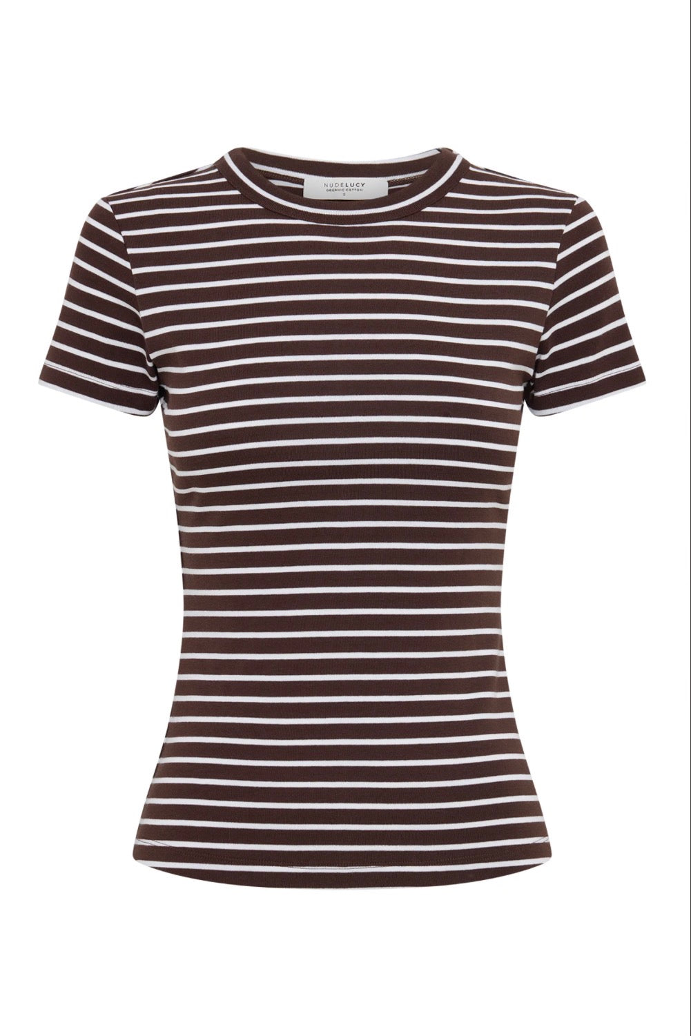 Nude Lucy Organic Stripe Baby Tee in Choc Stripe