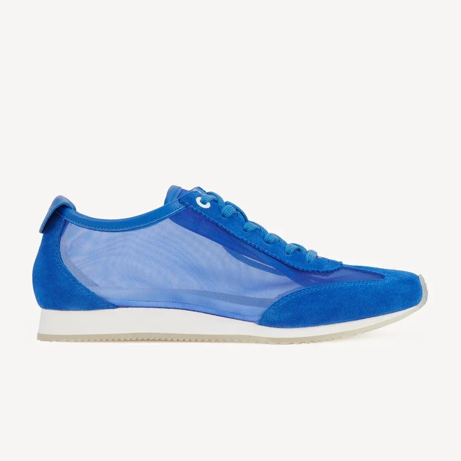 Rollie Cruz Sneaker in cobalt blue mesh with suede overlays and white sole.