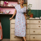 Nancybird Hana Wrap Dress in Blue with Red Motif Embroidery