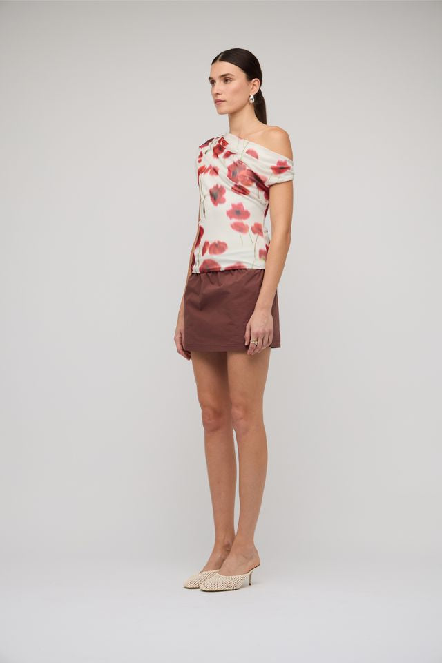 Staple the Label Lumi Mesh Top, Poppy Red