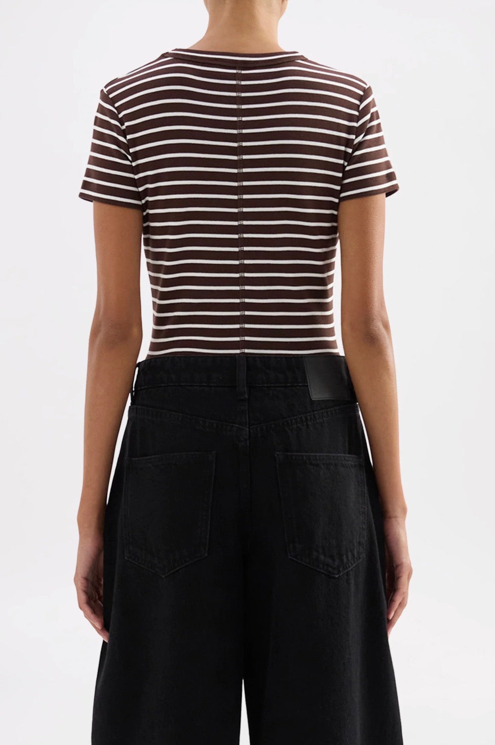 Nude Lucy Organic Stripe Baby Tee in Choc Stripe