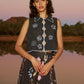 Nancybird Tuva Vest in Charcoal Embroidered