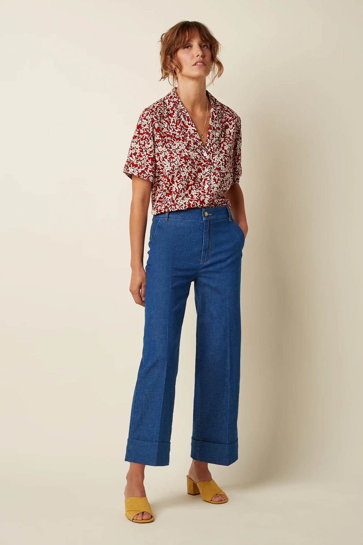 King Louie Elsie Blouse Paradis in Chilli Red Floral