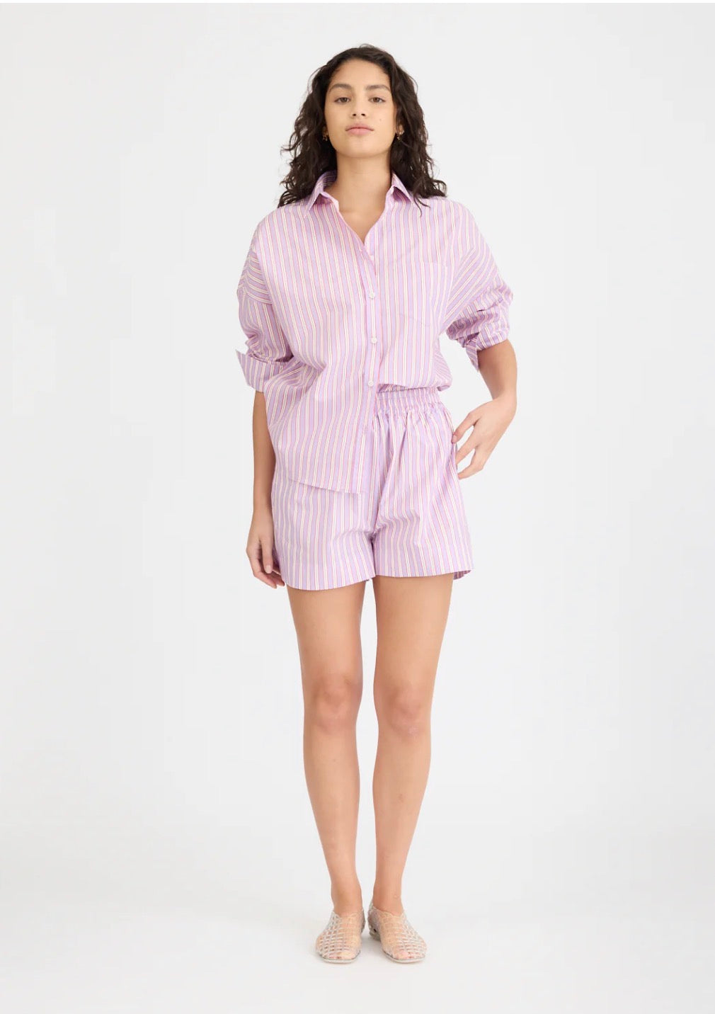 LMND Chiara Long Sleeve Shirt Stripe Viola / True Red / Cherry