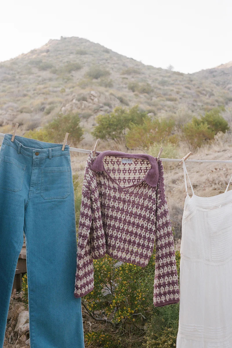 Lilya Vacance Crochet Top in Lavender Ivory