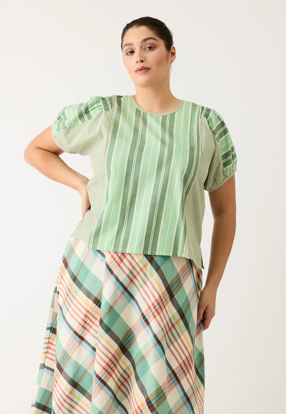 Nancybird Jolene Top in Green Stripe