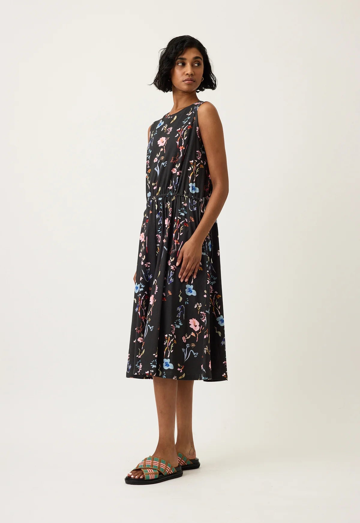 Nancybird Lidia Tie Dress in Watercolour Charcoal
