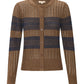 POL Sable Cardigan Striped Choc / Ink