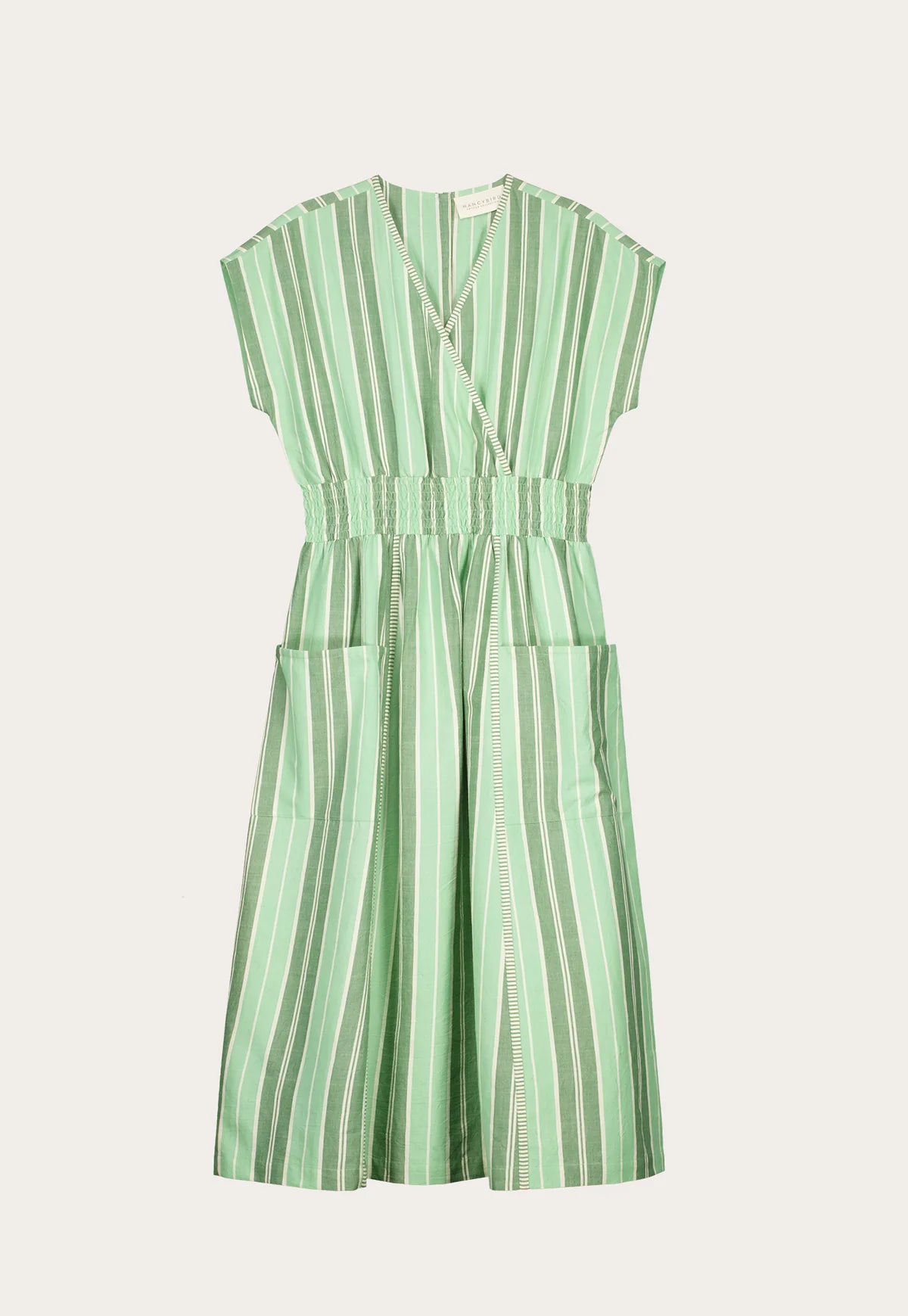 Nancybird Hana Wrap Dress in Green Stripe