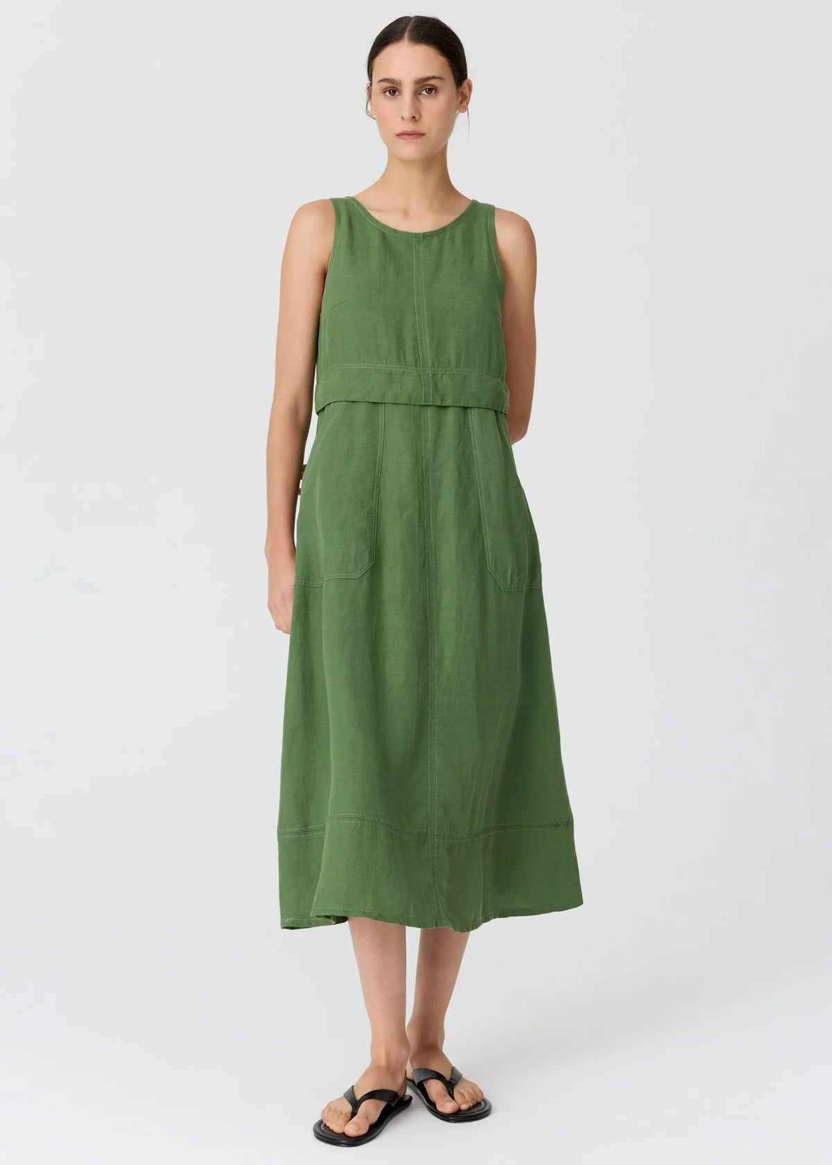 POL Frankie Double Layer Dress in Fern