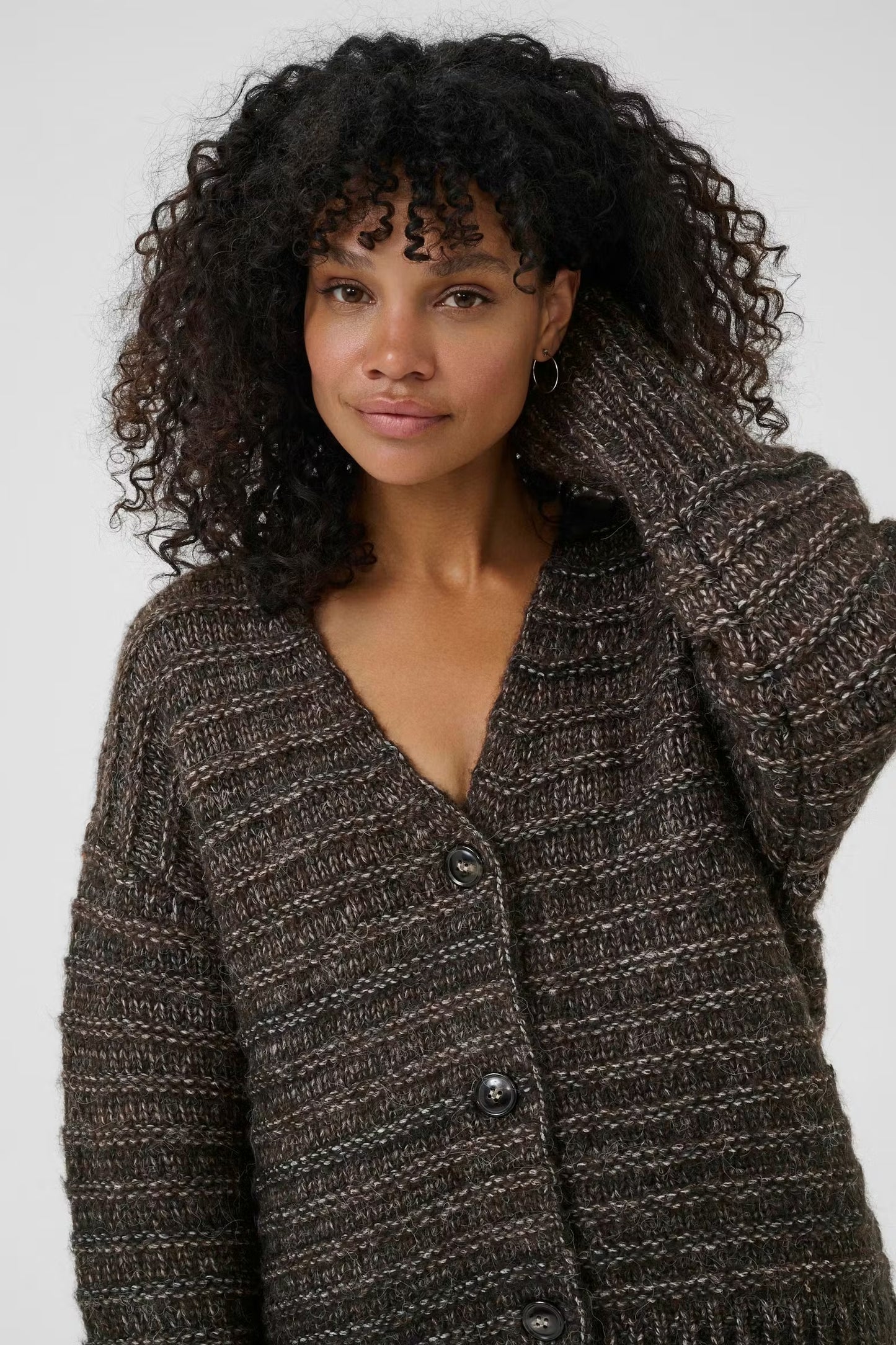 Kaffe KAmarena Knit Cardigan Black Coffee Melange