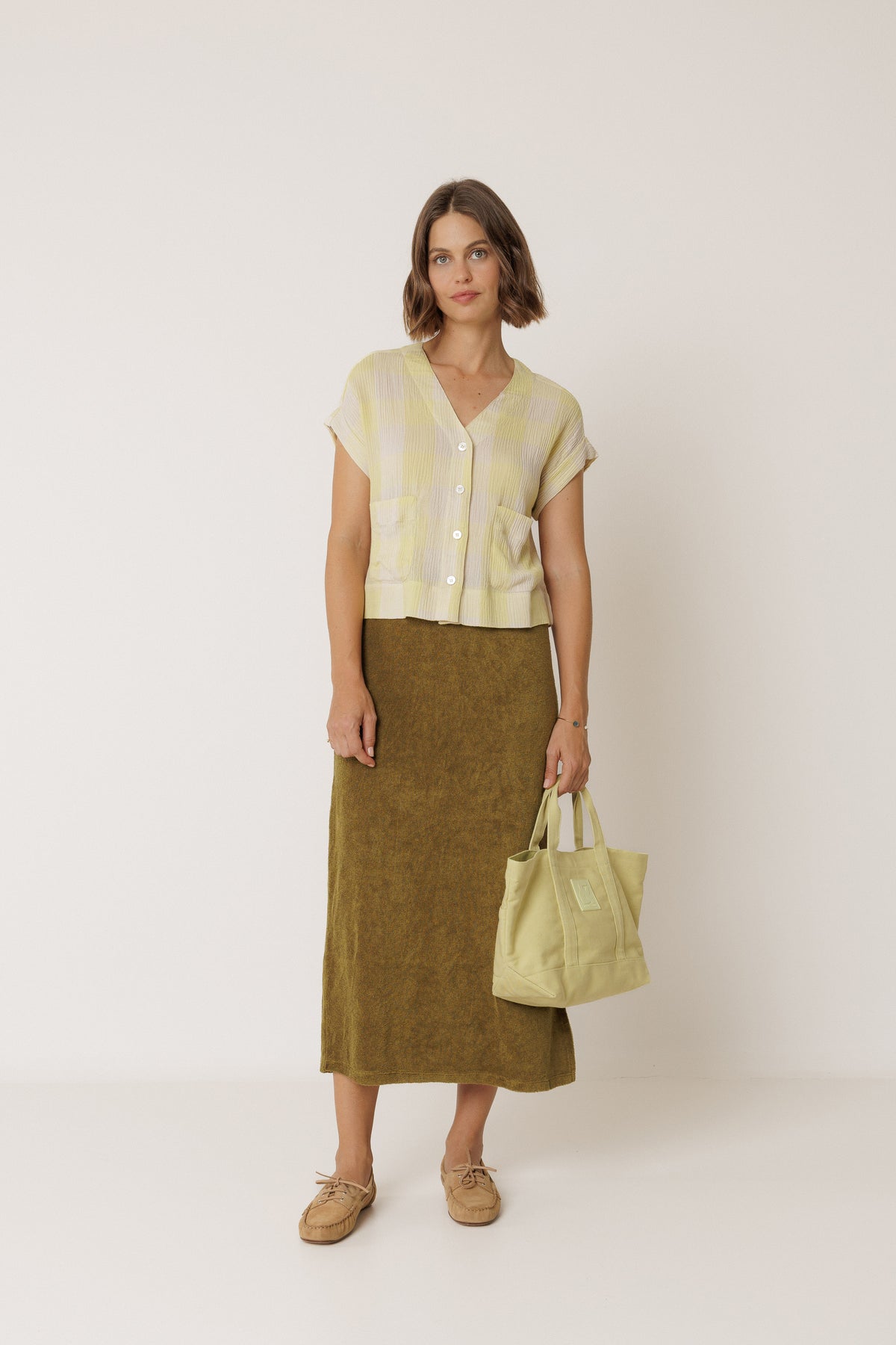 Indi and Cold Gingham Check Shirt in Wasabi