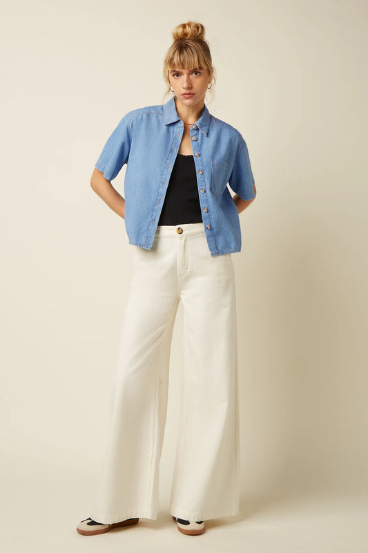 King Louie Evelina Blouse Fiesta in Light Denim