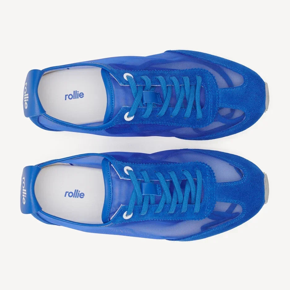 Top view of Rollie Cruz sneakers in cobalt blue mesh