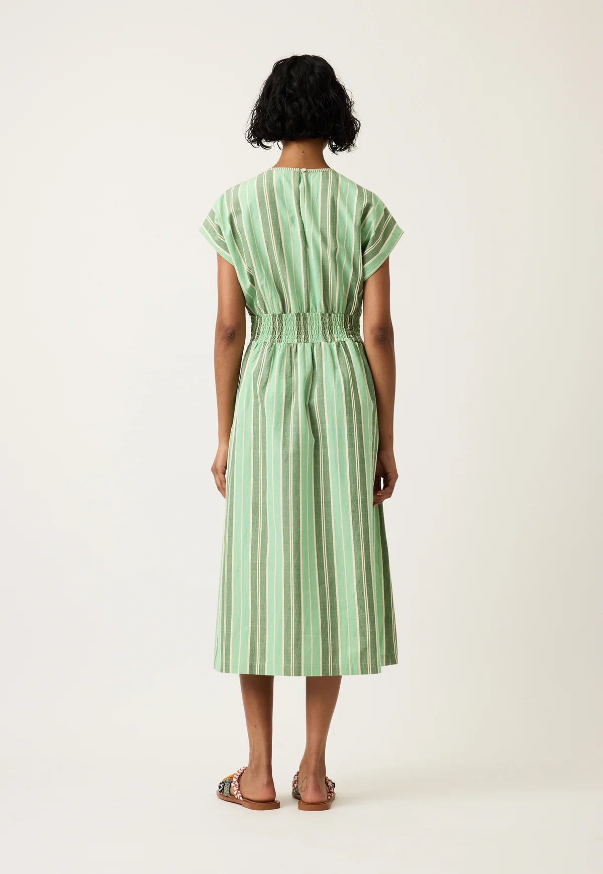 Nancybird Hana Wrap Dress in Green Stripe